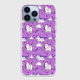 Чехол для iPhone 13 Pro Max с принтом Unicorn pattern в городе Новоалтайск,  |  | Тематика изображения на принте: cloud | heart | hoofs | horn | mane | pattern | star | tail | unicorn | грива | единорог | звезда | копыта | облако | рог | сердце | узор | хвост