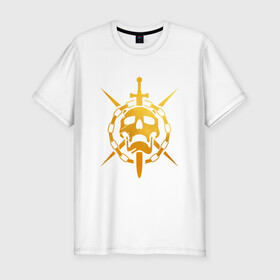Мужская футболка хлопок Slim с принтом DESTINY 2 GOLD EDITION в городе Новоалтайск, 92% хлопок, 8% лайкра | приталенный силуэт, круглый вырез ворота, длина до линии бедра, короткий рукав | bungie | destiny | destiny 2 | destiny 2: beyond light | дастани | дастани 2 | дестени | дэстэни | кейдж дестини | космос