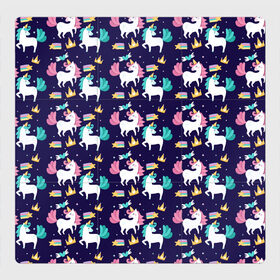 Магнитный плакат 3Х3 с принтом Unicorn pattern в городе Новоалтайск, Полимерный материал с магнитным слоем | 9 деталей размером 9*9 см | cloud | heart | hoofs | horn | mane | pattern | star | tail | unicorn | грива | единорог | звезда | копыта | облако | рог | сердце | узор | хвост