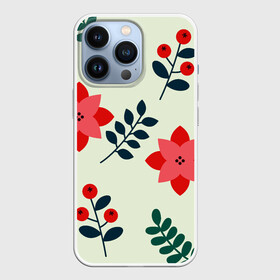 Чехол для iPhone 13 Pro с принтом цветы, ягоды, листья в городе Новоалтайск,  |  | ветки | листья | цветы | ягоды