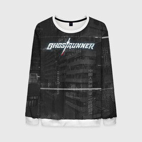 Мужской свитшот 3D с принтом Ghostrunner в городе Новоалтайск, 100% полиэстер с мягким внутренним слоем | круглый вырез горловины, мягкая резинка на манжетах и поясе, свободная посадка по фигуре | action | cyber | cyberpunk | game | games | ghost runner | ghostrunner | ninja | гост ранер | гостраннер | игра | игры | кибер | ниндзя | призрачный беглец | экшен