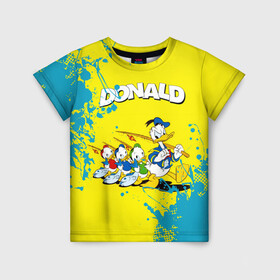 Детская футболка 3D с принтом Donald duck(Рыбалка) в городе Новоалтайск, 100% гипоаллергенный полиэфир | прямой крой, круглый вырез горловины, длина до линии бедер, чуть спущенное плечо, ткань немного тянется | donald duck | walt disney | герой | мультфильмов | рыбалка | селезень | студии