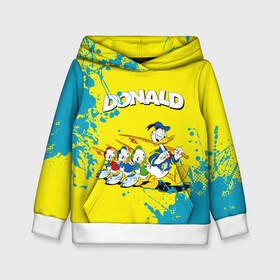 Детская толстовка 3D с принтом Donald duck(Рыбалка) в городе Новоалтайск, 100% полиэстер | двухслойный капюшон со шнурком для регулировки, мягкие манжеты на рукавах и по низу толстовки, спереди карман-кенгуру с мягким внутренним слоем | donald duck | walt disney | герой | мультфильмов | рыбалка | селезень | студии