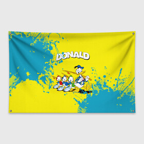 Флаг-баннер с принтом Donald duck(Рыбалка) в городе Новоалтайск, 100% полиэстер | размер 67 х 109 см, плотность ткани — 95 г/м2; по краям флага есть четыре люверса для крепления | donald duck | walt disney | герой | мультфильмов | рыбалка | селезень | студии