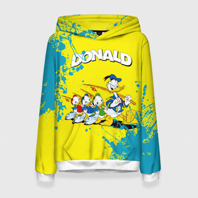 Женская толстовка 3D с принтом Donald duck(Рыбалка) в городе Новоалтайск, 100% полиэстер  | двухслойный капюшон со шнурком для регулировки, мягкие манжеты на рукавах и по низу толстовки, спереди карман-кенгуру с мягким внутренним слоем. | donald duck | walt disney | герой | мультфильмов | рыбалка | селезень | студии