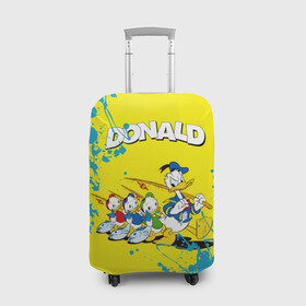 Чехол для чемодана 3D с принтом Donald duck(Рыбалка) в городе Новоалтайск, 86% полиэфир, 14% спандекс | двустороннее нанесение принта, прорези для ручек и колес | donald duck | walt disney | герой | мультфильмов | рыбалка | селезень | студии