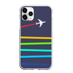 Чехол для iPhone 11 Pro Max матовый с принтом В небо в городе Новоалтайск, Силикон |  | абстракция | авиация | неон | полосы | самолет