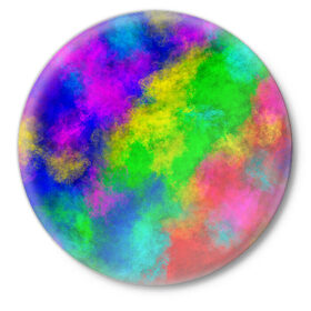 Значок с принтом Multicolored в городе Новоалтайск,  металл | круглая форма, металлическая застежка в виде булавки | Тематика изображения на принте: abstract | colorful | holi | neon | pattern | rainbow | texture | абстракция | граффити | дым | искусство | кислота | кислотный | краска | красочный | микс | неоновый | облака | радуга | радужный | текстура | туман | узор | холи