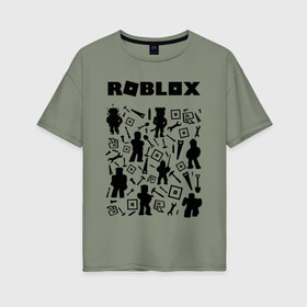 Женская футболка хлопок Oversize с принтом ROBLOX в городе Новоалтайск, 100% хлопок | свободный крой, круглый ворот, спущенный рукав, длина до линии бедер
 | piggy | roblox | roblox games | roblox piggy | игра роблокс | пигги. | роблокс | роблокс пигги | робукс
