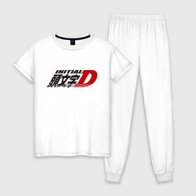 Женская пижама хлопок с принтом Initial D Logo (Z) в городе Новоалтайск, 100% хлопок | брюки и футболка прямого кроя, без карманов, на брюках мягкая резинка на поясе и по низу штанин | initial | initial d | аниме | аниме дрифт | библии дрифта | бунта фудзивара | гонки | дрифт | инисяру | инисяру ди | кэисукэ такахаси | манга | рёсукэ такахаси | спортивное вождение | сюити сигэно