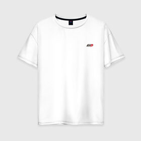 Женская футболка хлопок Oversize с принтом Initial D Logo (+спина) (Z) в городе Новоалтайск, 100% хлопок | свободный крой, круглый ворот, спущенный рукав, длина до линии бедер
 | initial | initial d | аниме | аниме дрифт | библии дрифта | бунта фудзивара | гонки | дрифт | инисяру | инисяру ди | кэисукэ такахаси | манга | рёсукэ такахаси | спортивное вождение | сюити сигэно