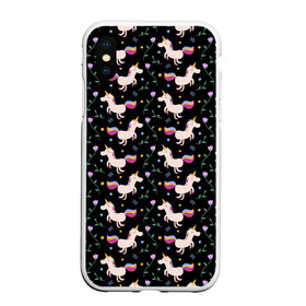 Чехол для iPhone XS Max матовый с принтом Unicorns pattern в городе Новоалтайск, Силикон | Область печати: задняя сторона чехла, без боковых панелей | flower | hoofs | horn | leaf | mane | pattern | star | unicorn | грива | единорог | звезда | копыта | лист | рог | узор | цветок