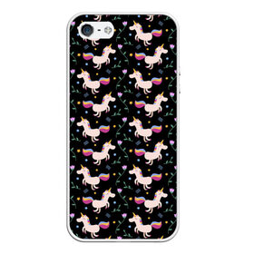 Чехол для iPhone 5/5S матовый с принтом Unicorns pattern в городе Новоалтайск, Силикон | Область печати: задняя сторона чехла, без боковых панелей | Тематика изображения на принте: flower | hoofs | horn | leaf | mane | pattern | star | unicorn | грива | единорог | звезда | копыта | лист | рог | узор | цветок