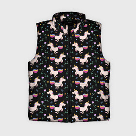 Женский жилет утепленный 3D с принтом Unicorn s pattern в городе Новоалтайск,  |  | flower | hoofs | horn | leaf | mane | pattern | star | unicorn | грива | единорог | звезда | копыта | лист | рог | узор | цветок