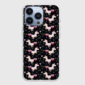 Чехол для iPhone 13 Pro с принтом Unicorns pattern в городе Новоалтайск,  |  | flower | hoofs | horn | leaf | mane | pattern | star | unicorn | грива | единорог | звезда | копыта | лист | рог | узор | цветок