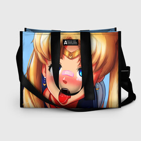Сумка-шоппер 3D с принтом SAILOR MOON AHEGAO в городе Новоалтайск, 100% полиэстер | застегивается на металлическую кнопку; внутренний карман застегивается на молнию. Стенки укреплены специальным мягким материалом, чтобы защитить содержимое от несильных ударов
 | ahegao | anime | sailor moon | sailor moon ahegao | аниме | ахегао | сейлор мун | сейлор мун ахегао | сэйлор мун