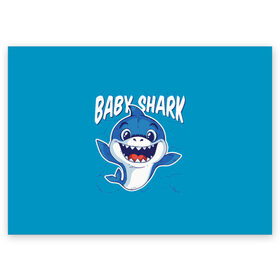 Поздравительная открытка с принтом Baby Shark в городе Новоалтайск, 100% бумага | плотность бумаги 280 г/м2, матовая, на обратной стороне линовка и место для марки
 | baby | brother | dady | mummy | ocean | sea | shark | sister | youtube | акула | акуленок | анимация | бабушка | брат | дедушка | клип | мама | море | мульт | мультфильм | океан | папа | сестра | ютуб