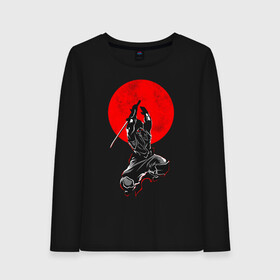 Женский лонгслив хлопок с принтом Samurai в городе Новоалтайск, 100% хлопок |  | art | katana | man | ninja | red moon | samurai | арт | катана | красная луна | ниндзя | самурай | человек