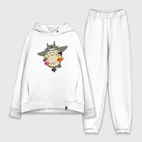 Женский костюм хлопок Oversize с принтом Тоторо и девочки в городе Новоалтайск,  |  | anime girls | anime heroes | baby | hayao miyazaki | kawaii | tonari no totoro | totoro | аниме герои | девочки | дети | зверь | каваи | лесной дух | малыши | мой сосед тоторо | мультик | мультяшный | персонажи аниме | сестры | хаяо миядзак