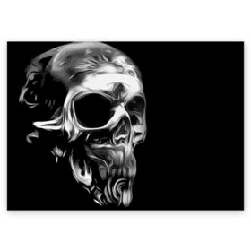 Поздравительная открытка с принтом Skull в городе Новоалтайск, 100% бумага | плотность бумаги 280 г/м2, матовая, на обратной стороне линовка и место для марки
 | bones | fashion | orbits | skull | vanguard | авангард | глазницы | кости | мода | череп