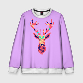 Детский свитшот 3D с принтом олень, deer  в городе Новоалтайск, 100% полиэстер | свободная посадка, прямой крой, мягкая тканевая резинка на рукавах и понизу свитшота | Тематика изображения на принте: deer | doe | fawn | олененок | олениха | олень