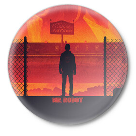 Значок с принтом Mr Robot в городе Новоалтайск,  металл | круглая форма, металлическая застежка в виде булавки | Тематика изображения на принте: allsafe | darlene | e corp | elliot | evil corp | fsociety | mr robot | serial | алсэйф | дарлин | карли чайкин | корпорация зла | мистер робот | монополия | нафих общество | рами малек | сериал | сериалы | хакер | элиот | эллиот