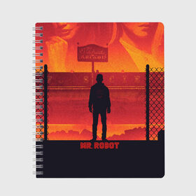 Тетрадь с принтом Mr Robot в городе Новоалтайск, 100% бумага | 48 листов, плотность листов — 60 г/м2, плотность картонной обложки — 250 г/м2. Листы скреплены сбоку удобной пружинной спиралью. Уголки страниц и обложки скругленные. Цвет линий — светло-серый
 | allsafe | darlene | e corp | elliot | evil corp | fsociety | mr robot | serial | алсэйф | дарлин | карли чайкин | корпорация зла | мистер робот | монополия | нафих общество | рами малек | сериал | сериалы | хакер | элиот | эллиот