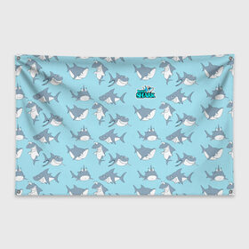 Флаг-баннер с принтом Baby Shark в городе Новоалтайск, 100% полиэстер | размер 67 х 109 см, плотность ткани — 95 г/м2; по краям флага есть четыре люверса для крепления | baby shark | акул | детская | песенка | семью | танцевальный | флешмоб
