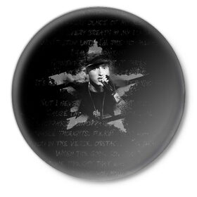 Значок с принтом Eminem в городе Новоалтайск,  металл | круглая форма, металлическая застежка в виде булавки | eminem | eminm | marshall bruce mathers iii | slim shady | маршалл брюс мэтерс iii | рэпер | слим шейди | эминем