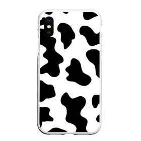 Чехол для iPhone XS Max матовый с принтом Му-му в городе Новоалтайск, Силикон | Область печати: задняя сторона чехла, без боковых панелей | абстракция | бык | кожа коровы | корова | му му | пятна | черно белое | черно белые пятна