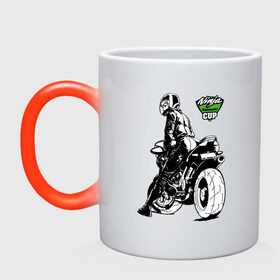 Кружка хамелеон с принтом Kawasaki Ninja Cup в городе Новоалтайск, керамика | меняет цвет при нагревании, емкость 330 мл | cup | engine | girl | helmet | motorcycle | power | двигатель | девушка | кубок | мотоцикл | мощь | шлем