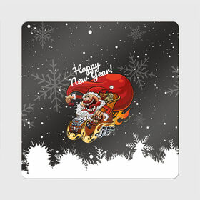 Магнит виниловый Квадрат с принтом Сумасшедший Санта в городе Новоалтайск, полимерный материал с магнитным слоем | размер 9*9 см, закругленные углы | 