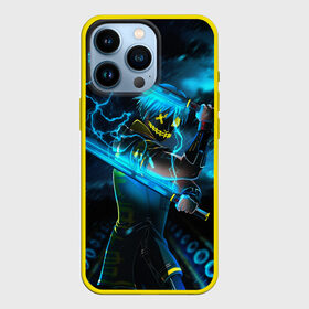 Чехол для iPhone 13 Pro с принтом NEON SAMURAI в городе Новоалтайск,  |  | Тематика изображения на принте: samurai | аниме | меч | молнии | неоновая катана | персонаж аниме | человек | человек в доспехах
