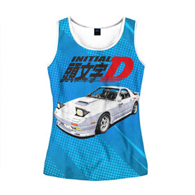 Женская майка 3D с принтом INITIAL D. в городе Новоалтайск, 100% полиэстер | круглая горловина, прямой силуэт, длина до линии бедра | initial d | аниме | гонки | инициал ди | король дрифта | уличные гонки | фильм