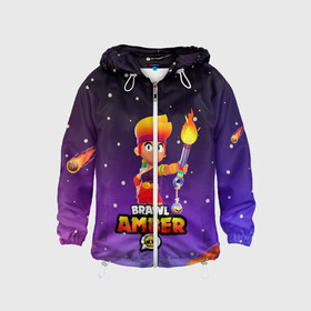 Детская ветровка 3D с принтом BRAWL STARS AMBER. в городе Новоалтайск, 100% полиэстер | подол и капюшон оформлены резинкой с фиксаторами, по бокам два кармана без застежек, один потайной карман на груди | 8 bit | amber | brawl stars | colette | crow | gale | leon | max | mecha | mecha crow | mr.p | sally leon | shark | tara | virus 8 bit | werewolf leon | акула | амбер | берли | бравл старс | ворон | коллет | макс | оборотень