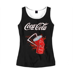 Женская майка 3D с принтом Coca Cola в городе Новоалтайск, 100% полиэстер | круглая горловина, прямой силуэт, длина до линии бедра | coca cola | газировка | кола | лето | лимонад | свежесть | стакан