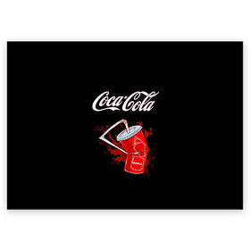 Поздравительная открытка с принтом Coca Cola в городе Новоалтайск, 100% бумага | плотность бумаги 280 г/м2, матовая, на обратной стороне линовка и место для марки
 | Тематика изображения на принте: coca cola | газировка | кола | лето | лимонад | свежесть | стакан