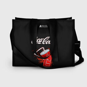 Сумка-шоппер 3D с принтом Coca Cola в городе Новоалтайск, 100% полиэстер | застегивается на металлическую кнопку; внутренний карман застегивается на молнию. Стенки укреплены специальным мягким материалом, чтобы защитить содержимое от несильных ударов
 | coca cola | газировка | кола | лето | лимонад | свежесть | стакан