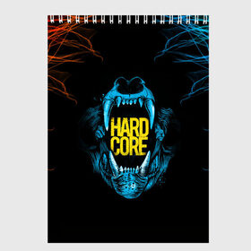 Скетчбук с принтом HARD CORE в городе Новоалтайск, 100% бумага
 | 48 листов, плотность листов — 100 г/м2, плотность картонной обложки — 250 г/м2. Листы скреплены сверху удобной пружинной спиралью | голова животного | зубы | клыки | оскал | хард кор | череп | эпичная надпись