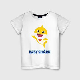 Детская футболка хлопок с принтом Baby Shark Рисунок на спине в городе Новоалтайск, 100% хлопок | круглый вырез горловины, полуприлегающий силуэт, длина до линии бедер | 