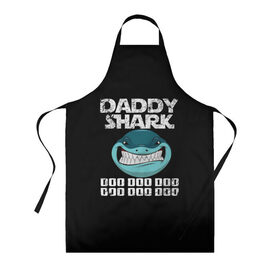 Фартук 3D с принтом Daddy shark в городе Новоалтайск, 100% полиэстер | общий размер — 65 х 85 см, ширина нагрудника — 26 см, горловина — 53 см, длина завязок — 54 см, общий обхват в поясе — 173 см. Принт на завязках и на горловине наносится с двух сторон, на основной части фартука — только с внешней стороны | baby shark | daddy shark | family shark | grandma shark | grandpa shark | mommy shark | бабушка акула | дедушка акула | мама акула | отец акула | ребенок акула | семья акул