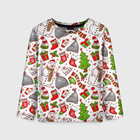 Детский лонгслив 3D с принтом Новогодний фон в городе Новоалтайск, 100% полиэстер | длинные рукава, круглый вырез горловины, полуприлегающий силуэт
 | 