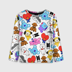 Детский лонгслив 3D с принтом BTS / BT21 в городе Новоалтайск, 100% полиэстер | длинные рукава, круглый вырез горловины, полуприлегающий силуэт
 | bangtan sonyeondan | bts | bts love. | kpop | битиэс | бтс | кпоп | фанфик бтс | чон чонгук