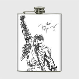 Фляга с принтом Freddie Mercury в городе Новоалтайск, металлический корпус | емкость 0,22 л, размер 125 х 94 мм. Виниловая наклейка запечатывается полностью | Тематика изображения на принте: freddie mercury | queen | автограф | квин | фредди меркьюри