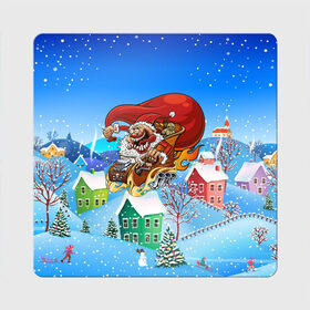 Магнит виниловый Квадрат с принтом Сумасшедший Санта в городе Новоалтайск, полимерный материал с магнитным слоем | размер 9*9 см, закругленные углы | 