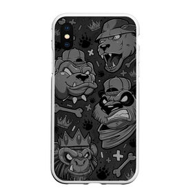 Чехол для iPhone XS Max матовый с принтом CRAZY ANIMALS в городе Новоалтайск, Силикон | Область печати: задняя сторона чехла, без боковых панелей | бульдог | головы животных | медведь | мультяшные животные | обезьяна | панда | собака