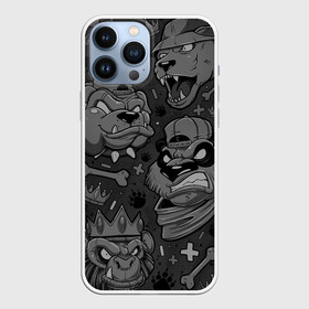 Чехол для iPhone 13 Pro Max с принтом CRAZY ANIMALS в городе Новоалтайск,  |  | Тематика изображения на принте: бульдог | головы животных | медведь | мультяшные животные | обезьяна | панда | собака
