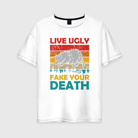 Женская футболка хлопок Oversize с принтом Fake Your Death в городе Новоалтайск, 100% хлопок | свободный крой, круглый ворот, спущенный рукав, длина до линии бедер
 | 2020 | animal | death | mouse | rat | животные | крыса | мышь