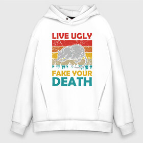Мужское худи Oversize хлопок с принтом Fake Your Death в городе Новоалтайск, френч-терри — 70% хлопок, 30% полиэстер. Мягкий теплый начес внутри —100% хлопок | боковые карманы, эластичные манжеты и нижняя кромка, капюшон на магнитной кнопке | 2020 | animal | death | mouse | rat | животные | крыса | мышь