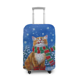 Чехол для чемодана 3D с принтом Cat New Year в городе Новоалтайск, 86% полиэфир, 14% спандекс | двустороннее нанесение принта, прорези для ручек и колес | 2021 | santa | белка | гирлянда | год быка | дед мороз | елка | енот | зверь | кот | котейка | котик | кошак | лиса | мальчик | маска | неон | новогодняя | новый год | олень | пингвин | праздник | радуга | ребенку